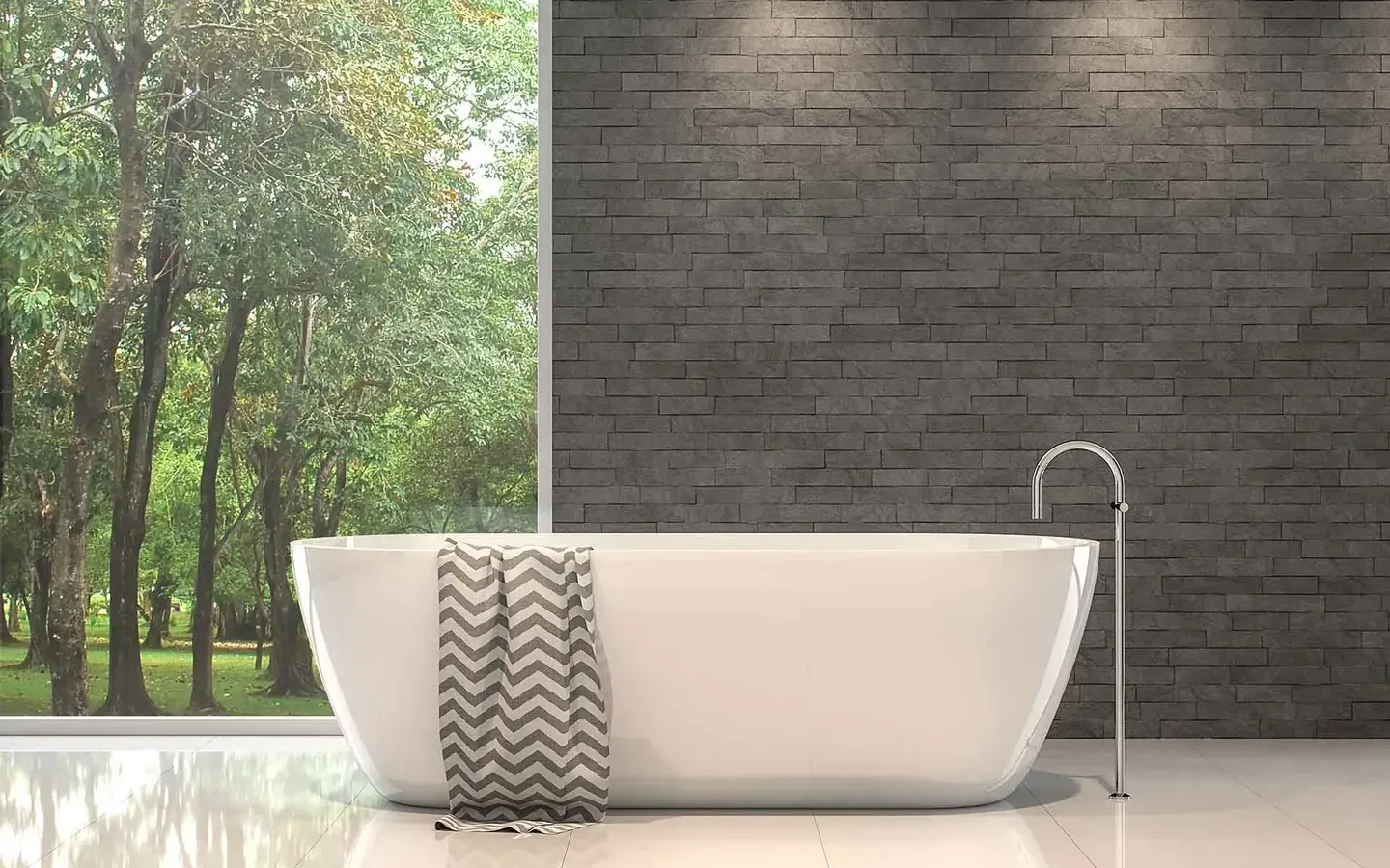Modern bathroom with freestanding bath